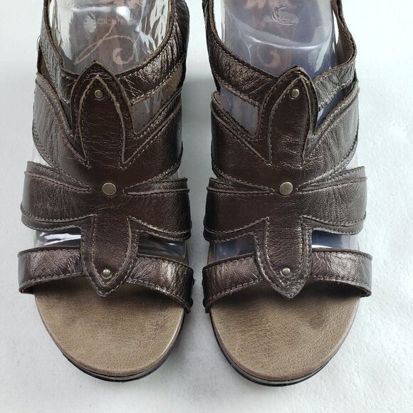 Dansko Nina Slingback Platform Sandal Womens 9.5-10 40 Brown Leather Heeled Shoe - Picture 5 of 11